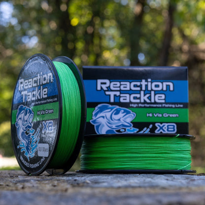 Reaction Tackle X8 Braided Fishing Line - Hi Vis Green 8 Strand - Angler's Pro Tackle & Outdoors