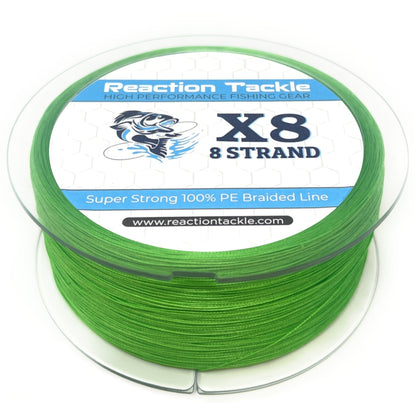 Reaction Tackle X8 Braided Fishing Line - Hi Vis Green 8 Strand - Angler's Pro Tackle & Outdoors