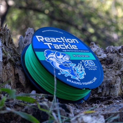 Reaction Tackle X8 Braided Fishing Line - Hi Vis Green 8 Strand - Angler's Pro Tackle & Outdoors