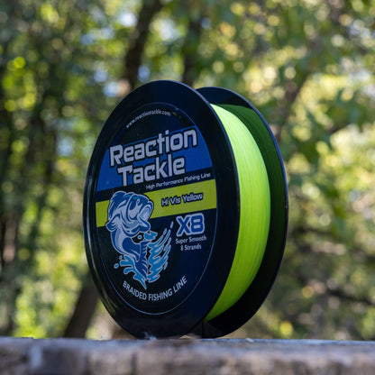 Reaction Tackle X8 Braided Fishing Line - Hi Vis Yellow 8 Strand - Angler's Pro Tackle & Outdoors