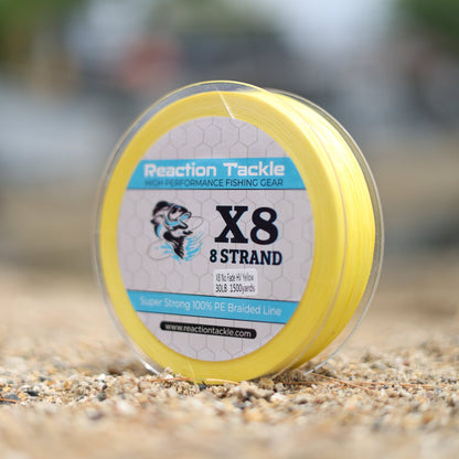 Reaction Tackle X8 Braided Fishing Line - Hi Vis Yellow 8 Strand - Angler's Pro Tackle & Outdoors