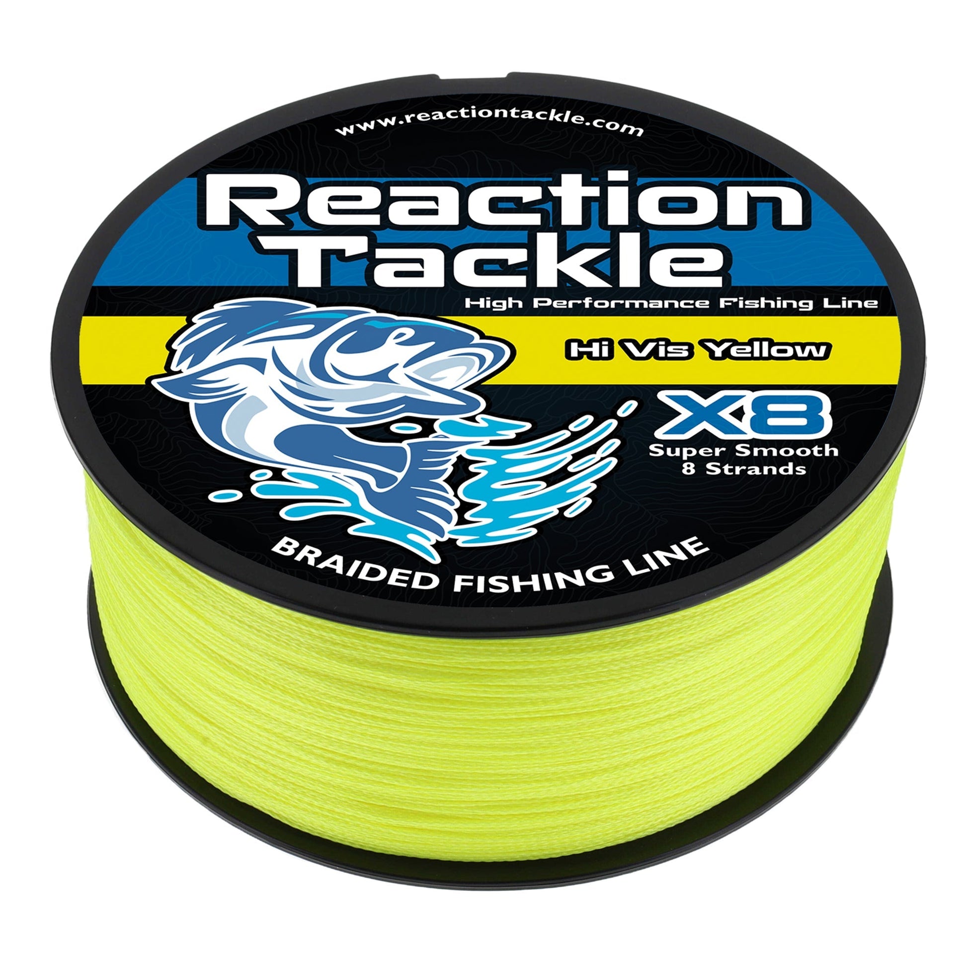 Reaction Tackle X8 Braided Fishing Line - Hi Vis Yellow 8 Strand - Angler's Pro Tackle & Outdoors