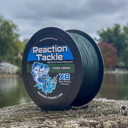 Reaction Tackle X8 Braided Fishing Line - Moss Green 8 Strand - Angler's Pro Tackle & Outdoors