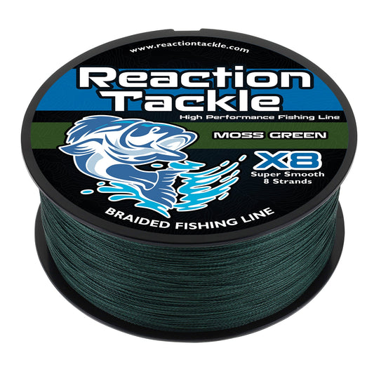 Reaction Tackle X8 Braided Fishing Line - Moss Green 8 Strand - Angler's Pro Tackle & Outdoors