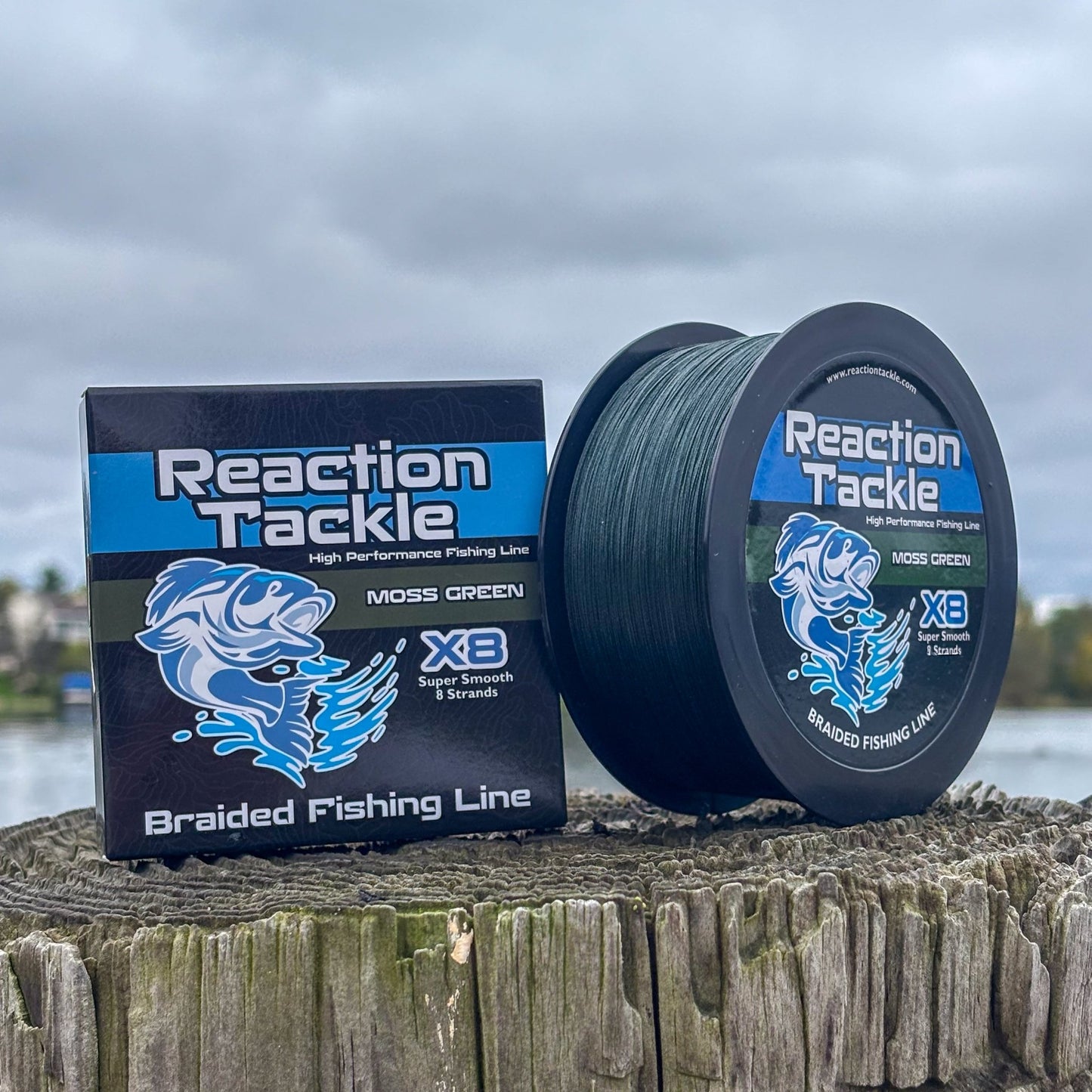 Reaction Tackle X8 Braided Fishing Line - Moss Green 8 Strand - Angler's Pro Tackle & Outdoors