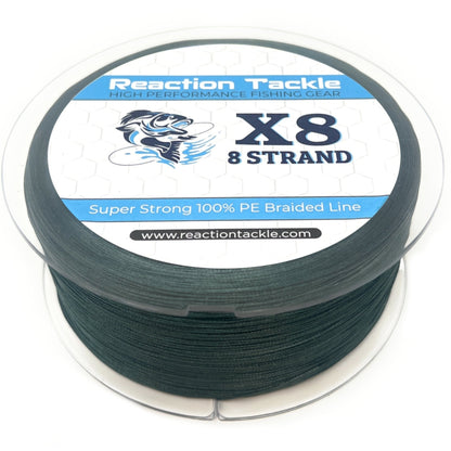 Reaction Tackle X8 Braided Fishing Line - Moss Green 8 Strand - Angler's Pro Tackle & Outdoors