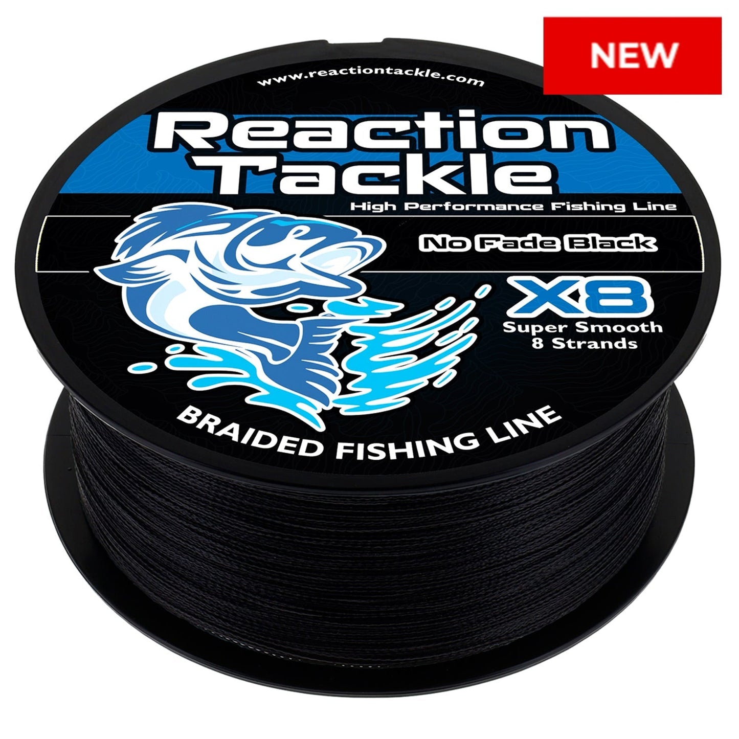 Reaction Tackle X8 Braided Fishing Line - NO FADE Black 8 Strand - Angler's Pro Tackle & Outdoors