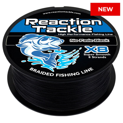 Reaction Tackle X8 Braided Fishing Line - NO FADE Black 8 Strand - Angler's Pro Tackle & Outdoors