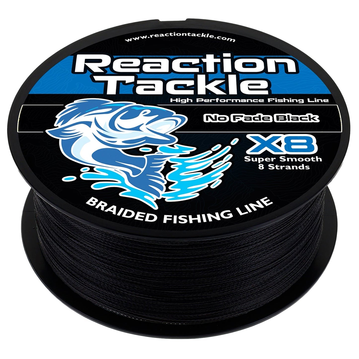 Reaction Tackle X8 Braided Fishing Line - NO FADE Black 8 Strand - Angler's Pro Tackle & Outdoors