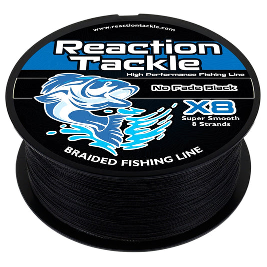 Reaction Tackle X8 Braided Fishing Line - NO FADE Black 8 Strand - Angler's Pro Tackle & Outdoors