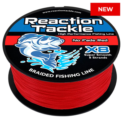 Reaction Tackle X8 Braided Fishing Line - NO FADE Red 8 Strand - Angler's Pro Tackle & Outdoors