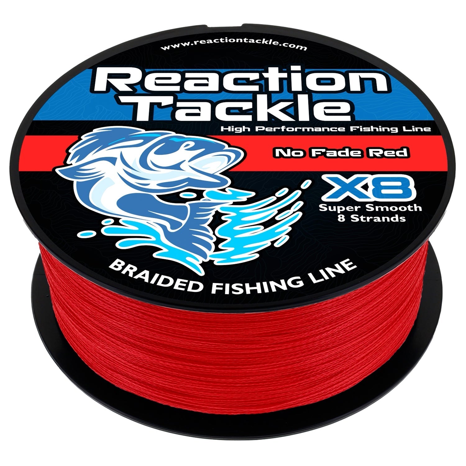 Reaction Tackle X8 Braided Fishing Line - NO FADE Red 8 Strand - Angler's Pro Tackle & Outdoors