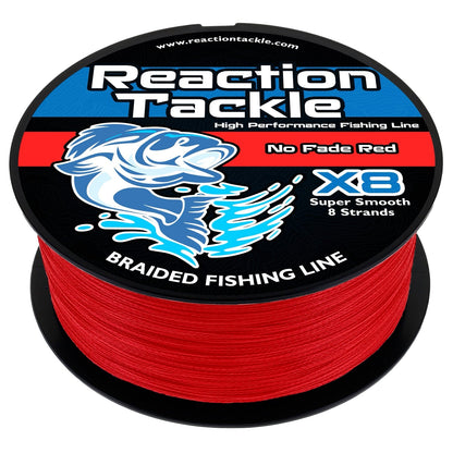 Reaction Tackle X8 Braided Fishing Line - NO FADE Red 8 Strand - Angler's Pro Tackle & Outdoors