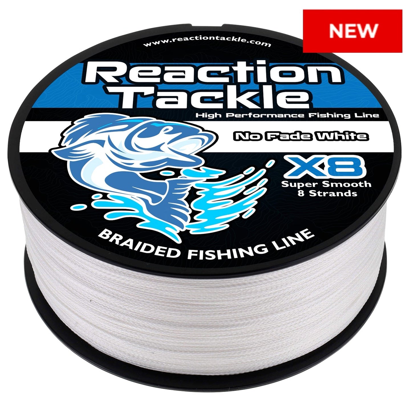 Reaction Tackle X8 Braided Fishing Line - NO FADE White 8 Strand - Angler's Pro Tackle & Outdoors