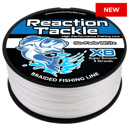 Reaction Tackle X8 Braided Fishing Line - NO FADE White 8 Strand - Angler's Pro Tackle & Outdoors