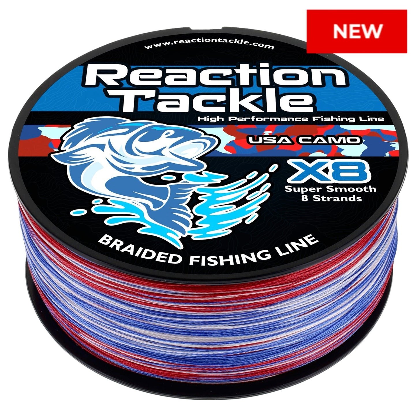 Reaction Tackle X8 Braided Fishing Line - USA Camo 8 Strand - Angler's Pro Tackle & Outdoors