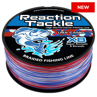 Reaction Tackle X8 Braided Fishing Line - USA Camo 8 Strand - Angler's Pro Tackle & Outdoors