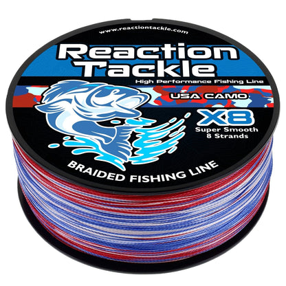 Reaction Tackle X8 Braided Fishing Line - USA Camo 8 Strand - Angler's Pro Tackle & Outdoors