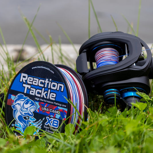 Reaction Tackle X8 Braided Fishing Line - USA Camo 8 Strand - NEW - Angler's Pro Tackle & Outdoors