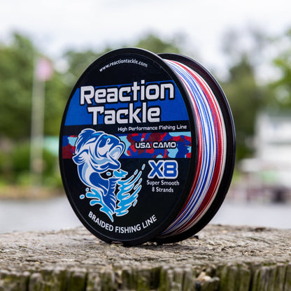 Reaction Tackle X8 Braided Fishing Line - USA Camo 8 Strand - NEW - Angler's Pro Tackle & Outdoors