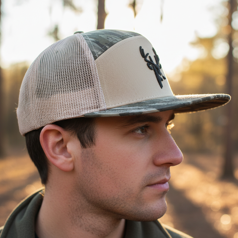 American Flyway Waterfowl Realtree Legacy Camo 7 Panel Buck Logo Hat