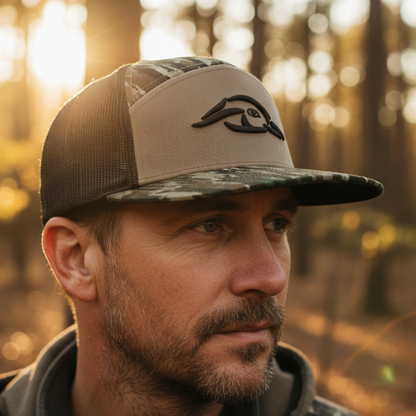 American Flyway Waterfowl Realtree Original 7 Panel Duck Logo Hat