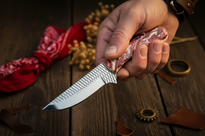 Frontier Cowboy Gear Custom Cowboy Knife – Rasp Tool Steel Blade & Custom Epoxy Resin Handle | 8"