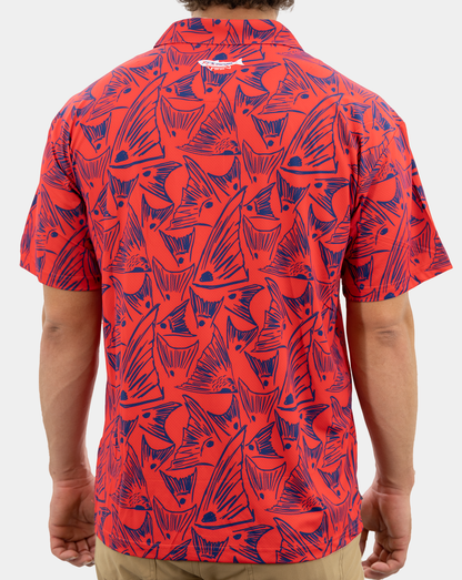 Reel Sportswear Redfish, White, Blue Polo