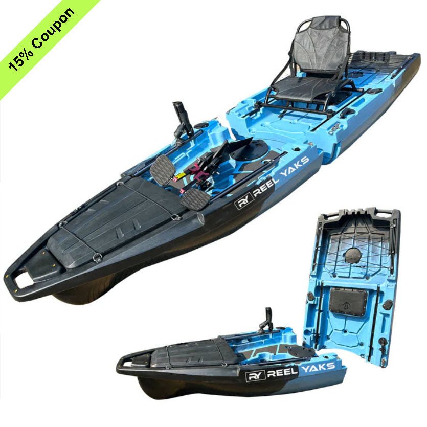 ReelYaks 10ft Recon Modular Fin Drive Pedal Fishing Kayak | 430lbs Capacity | 2 Piece - Angler's Pro Tackle & Outdoors