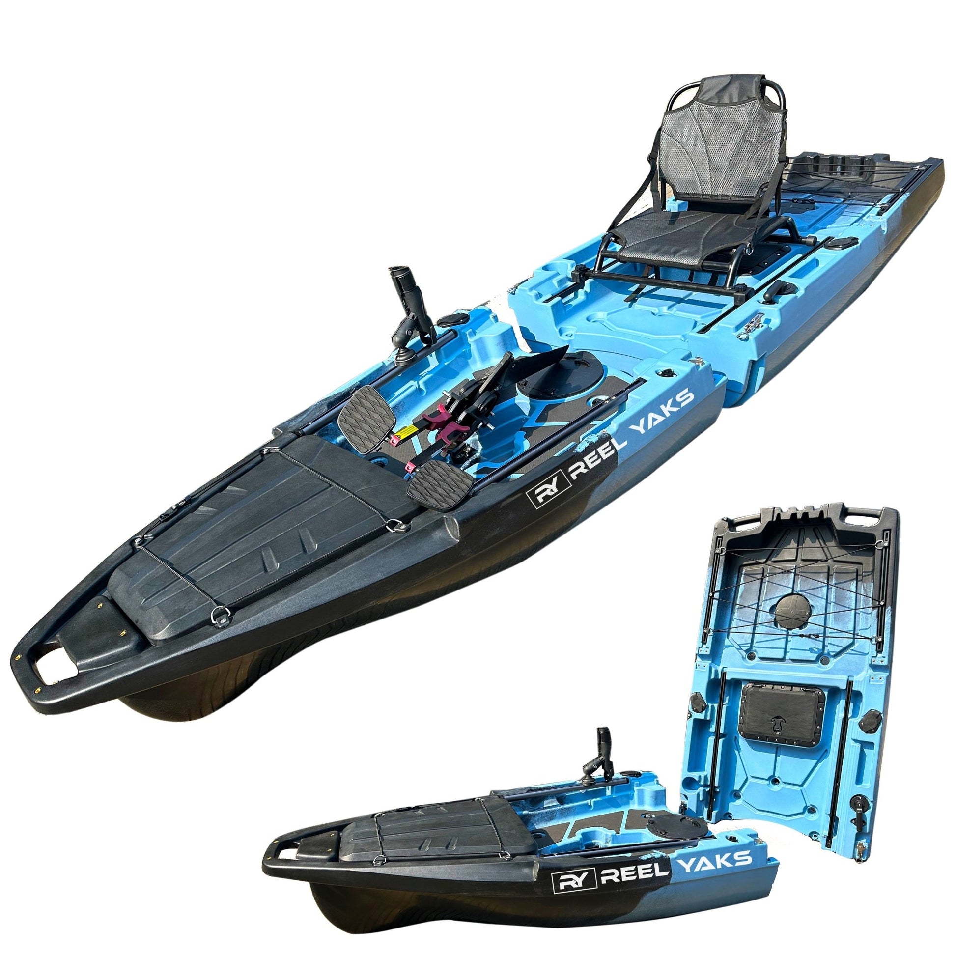 ReelYaks 10ft Recon Modular Fin Drive Pedal Fishing Kayak | 430lbs Capacity | 2 Piece - Angler's Pro Tackle & Outdoors