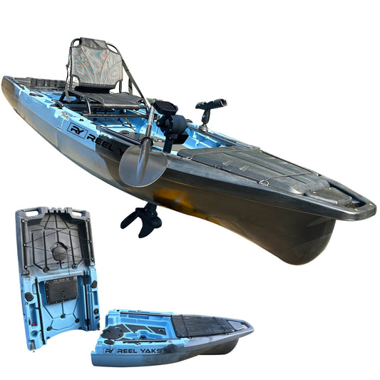 ReelYaks 10ft Recon Modular Prop Drive Pedal Fishing Kayak | 430lbs Capacity | 2 Piece - Angler's Pro Tackle & Outdoors