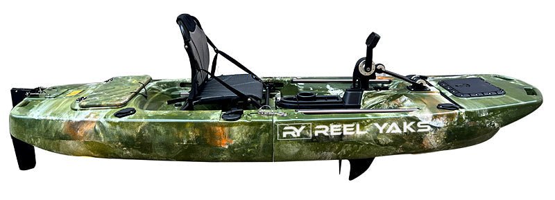 ReelYaks - 9.5ft Raider Modular Propeller Drive Pedal Fishing Kayak | 380lbs Capacity | 2 Piece - Angler's Pro Tackle & Outdoors