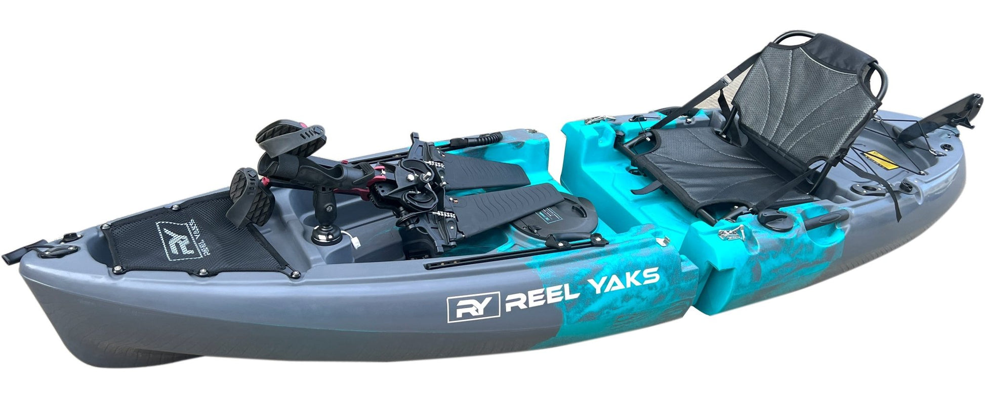 ReelYaks - 9.5ft Raptor, Modular Fin or Prop Drive Pedal Fishing Kayak | 380lbs Capacity | 2 Piece - Angler's Pro Tackle & Outdoors