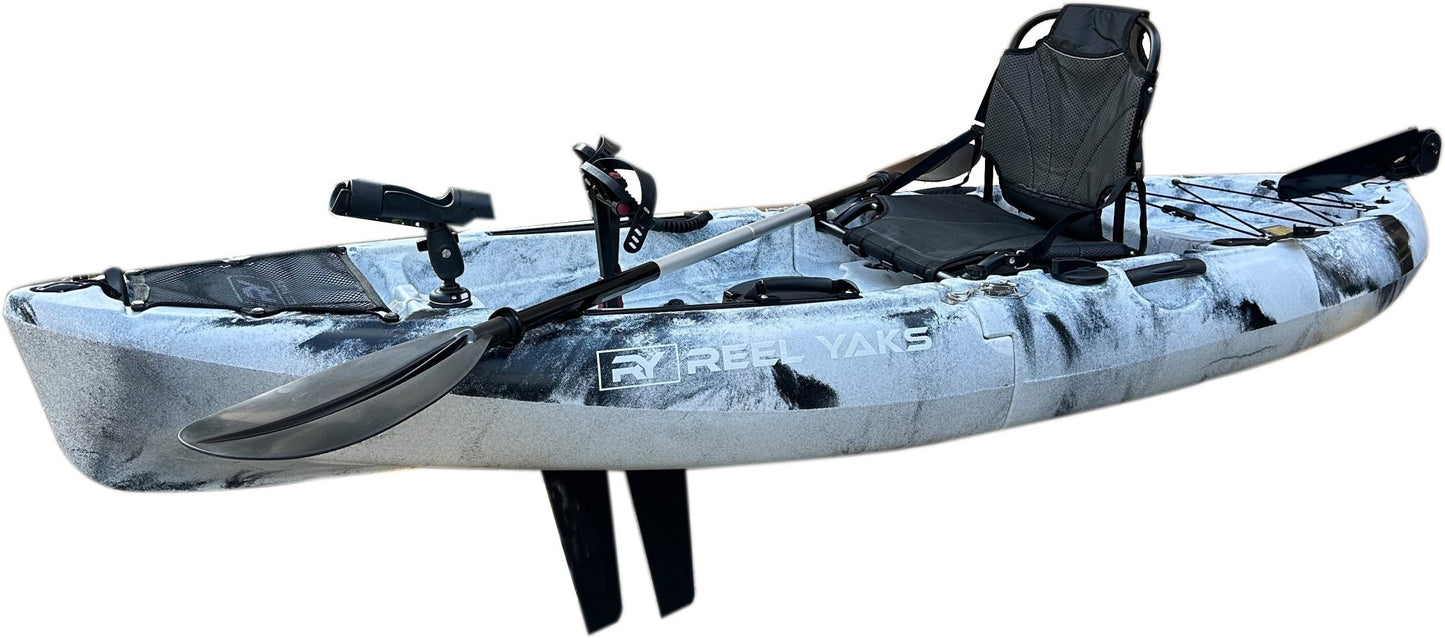 ReelYaks - 9.5ft Raptor, Modular Fin or Prop Drive Pedal Fishing Kayak | 380lbs Capacity | 2 Piece - Angler's Pro Tackle & Outdoors