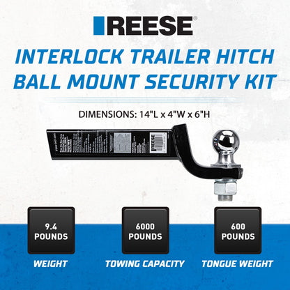 Reese Interlock Trailer Hitch Ball Mount Security Kit, 6000 Pounds Capacity - Angler's Pro Tackle & Outdoors