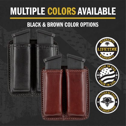 Relentless Tactical Leather 2 Magazine Holder | Made In USA | Lifetime Warranty | Fits virtually any 9mm, .40, .45 or .380 Pistol Mag | Single or Double Stack | IWB or OWB - Angler's Pro Tackle & Outdoors