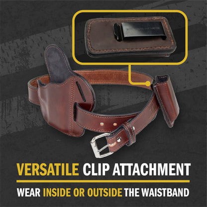 Relentless Tactical Leather Magazine Holder | Made In USA | Lifetime Warranty | Fits virtually any 9mm, .40, .45 or .380 Pistol Mag | Single or Double Stack | IWB or OWB - Angler's Pro Tackle & Outdoors