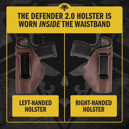 Relentless Tactical The Defender Leather IWB Holster | Fits Glock 42 | P365 | Hellcat | Lifetime Warranty | Made in USA - Angler's Pro Tackle & Outdoors
