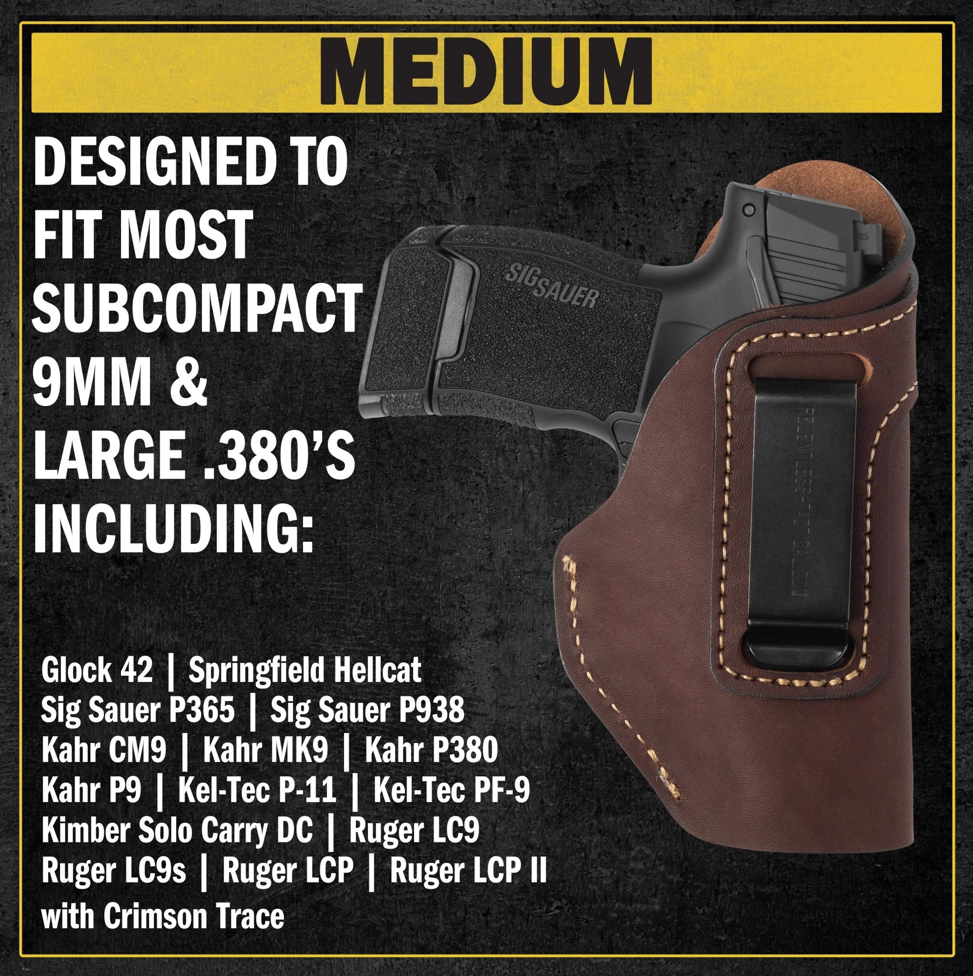 Relentless Tactical The Defender Leather IWB Holster | Fits Glock 42 | P365 | Hellcat | Lifetime Warranty | Made in USA - Angler's Pro Tackle & Outdoors