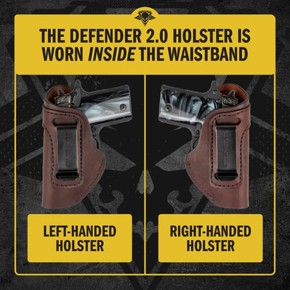 Relentless Tactical The Defender Leather IWB Holster - Fits Ruger LCP, LCP2, Sig P238, P290, S&W Bodyguard .380 and Most .380's - Lifetime Warranty - Made in USA - Angler's Pro Tackle & Outdoors