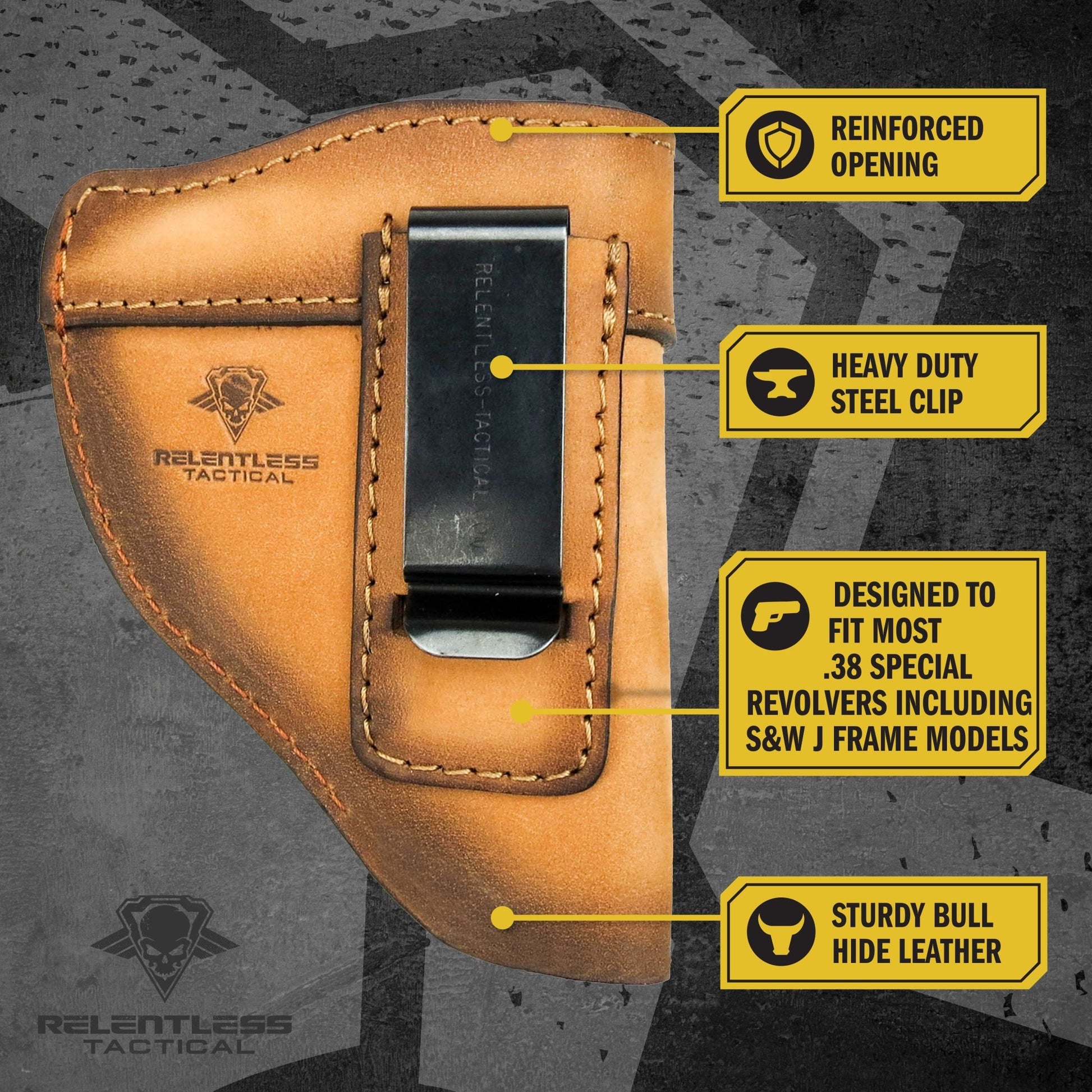 Relentless Tactical The Defender Leather IWB Holster - Fits Snub Nose Style Revolver - Lifetime Warranty - Made in USA - Angler's Pro Tackle & Outdoors