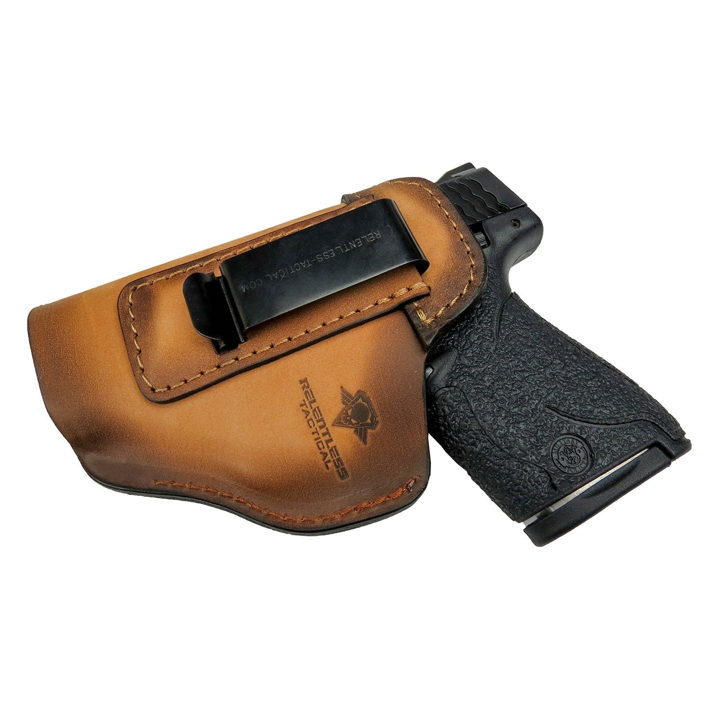 Relentless Tactical The Defender Leather IWB Holster - S&W Shield/Glock/XD Handguns - Lifetime Warranty - Made in USA - Angler's Pro Tackle & Outdoors