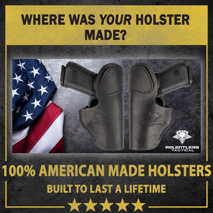 Relentless Tactical The Defender Leather IWB Holster - S&W Shield/Glock/XD Handguns - Lifetime Warranty - Made in USA - Angler's Pro Tackle & Outdoors