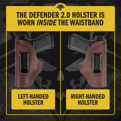 Relentless Tactical The Defender Leather IWB Holster - S&W Shield/Glock/XD Handguns - Lifetime Warranty - Made in USA - Angler's Pro Tackle & Outdoors