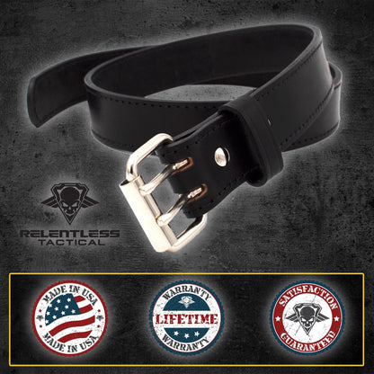 Relentless Tactical The "Double Tap" Gun Belt | Made in USA | Lifetime Warranty | 14 oz Full Grain Leather CCW Belt - Angler's Pro Tackle & Outdoors