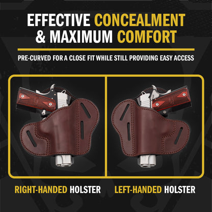 Relentless Tactical The Ultimate Leather Gun Holster | 3 Slot Pancake Style Belt Holster | Handmade in the USA! | Fits all 1911 Style Handguns - Angler's Pro Tackle & Outdoors