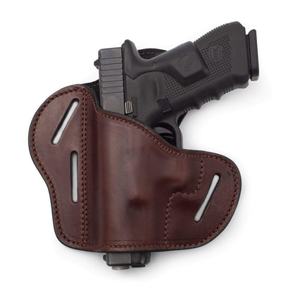 Relentless Tactical The Ultimate Leather Gun Holster | 3 Slot Pancake Style Belt Holster | Handmade in the USA! | Fits S&W Shield/Glock/XD - Lifetime Warranty