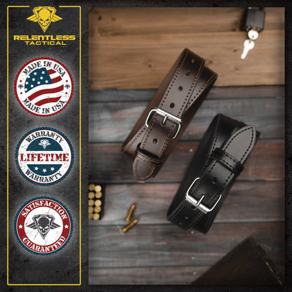 Relentless Tactical The Ultimate Steel Core Leather Gun Belt | Made in USA | 1 1/4" Steel Reinforced Heavy Duty Concealed Carry Belt | Full Grain Leather CCW Gun Belt For Men | 1.25 inch Gun Belts for Men - Angler's Pro Tackle & Outdoors