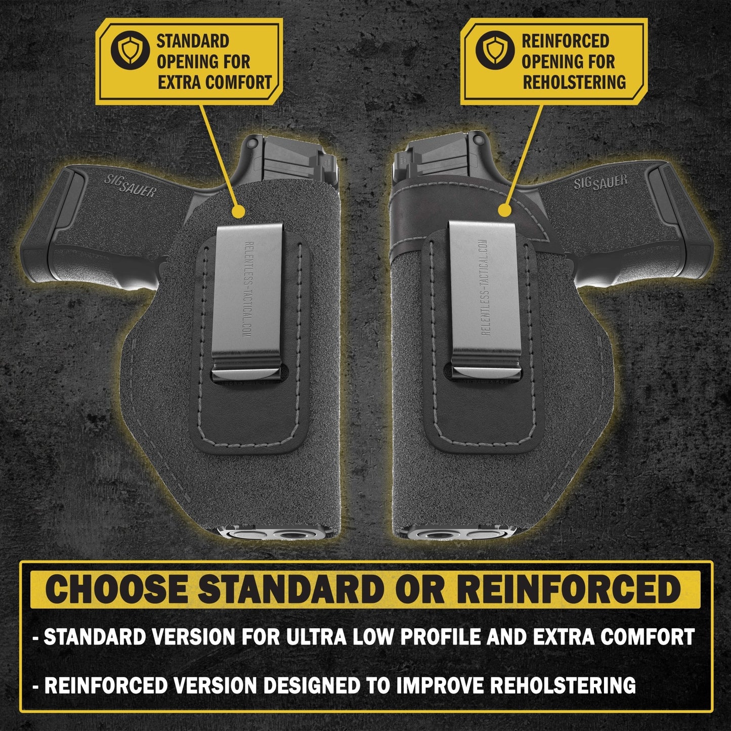 Relentless Tactical The Ultimate Suede IWB Holster - Medium Size | Fits Glock 42 | Sig P365 | Hellcat | Lifetime Warranty | Made in USA - Angler's Pro Tackle & Outdoors