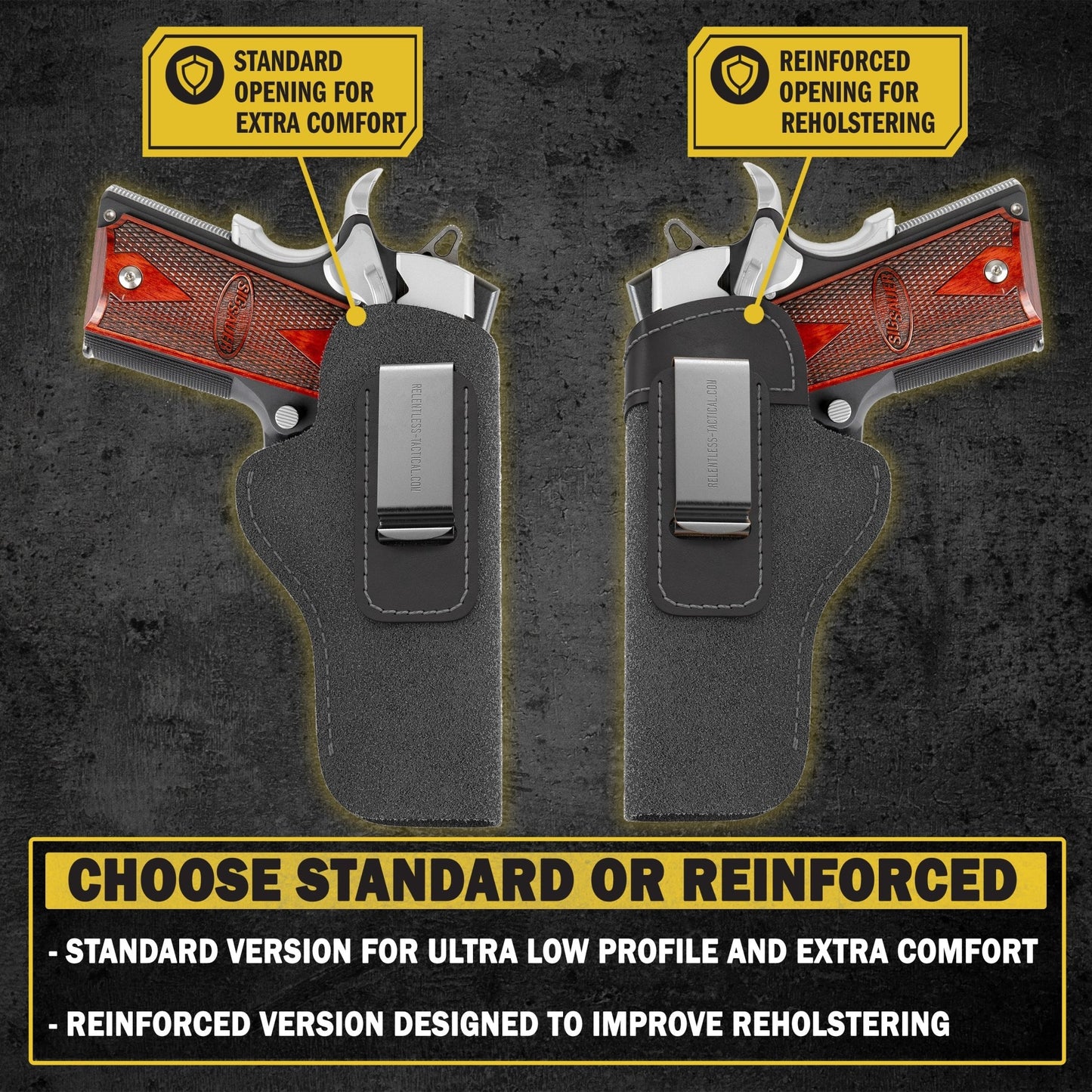 Relentless Tactical The Ultimate Suede Leather IWB Holster - Fits All 1911's - Lifetime Warranty - Made in USA - Angler's Pro Tackle & Outdoors